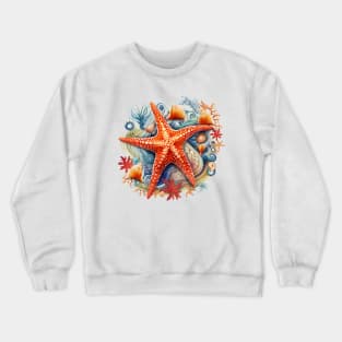 Orange Starfish Crewneck Sweatshirt